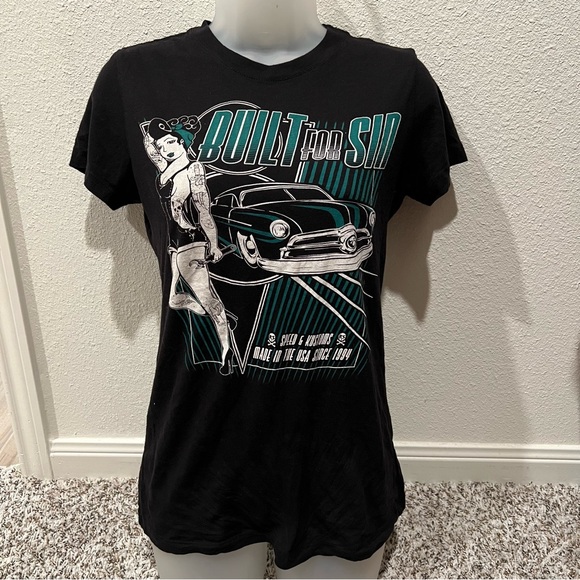 Custom Print T - Next Level Apparel - Sexy Pin-Up Built For Sin Hot Rod Biker - Picture 2 of 3